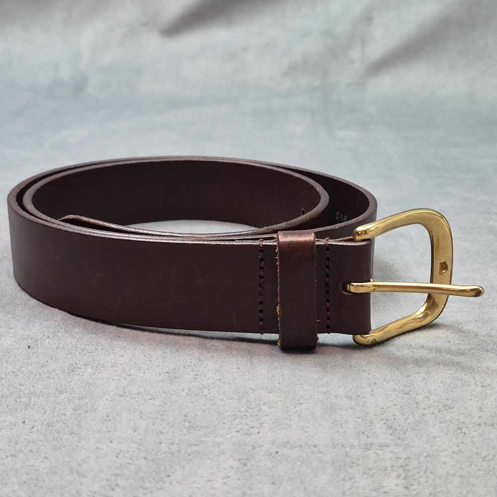 Eddie Bauer Brown Leather Belt Women's Sz XL / 34 Brass Buckle 1.5" Wide